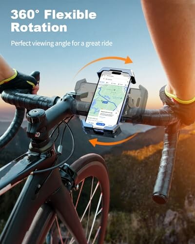 Fietsstuur met telefoonhouder en navigatie-app.