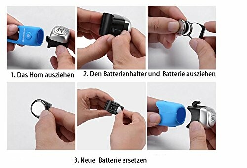 Instructies voor het vervangen van de batterij in een fietsbel.