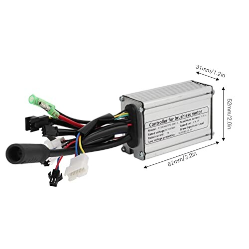 Controller voor borstelloze motor met bedrading en afmetingen