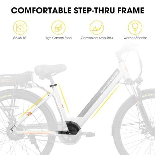 Fiets met comfortabele doorstapframe en kenmerken