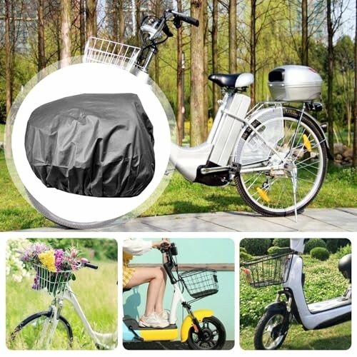 Elektrische fiets met accessoires en bloemenmand