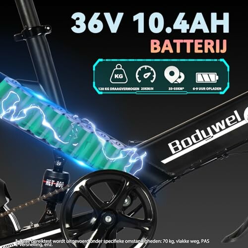 Elektrische fiets met 36V 10.4AH batterij en specificaties