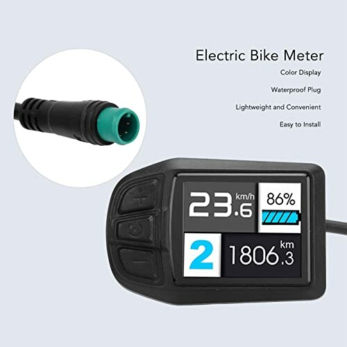 Elektrische fietsmeter met kleurendisplay en waterdichte stekker