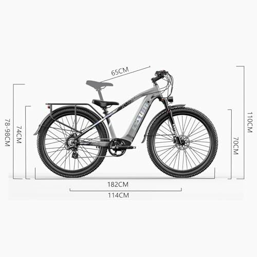 Elektrische mountainbike met afmetingen