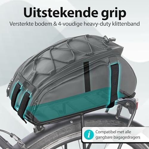 Grijze fietstas met uitstekende grip en klittenband