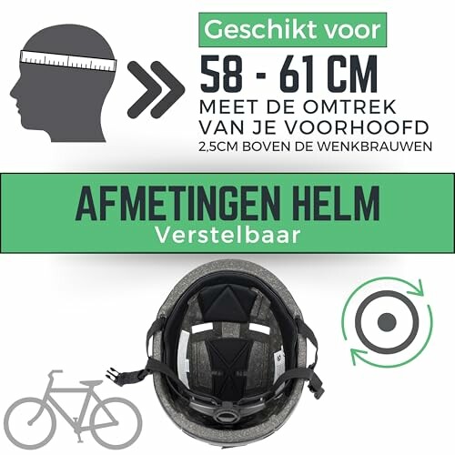 Fietshelm geschikt voor hoofdomtrek 58-61 cm