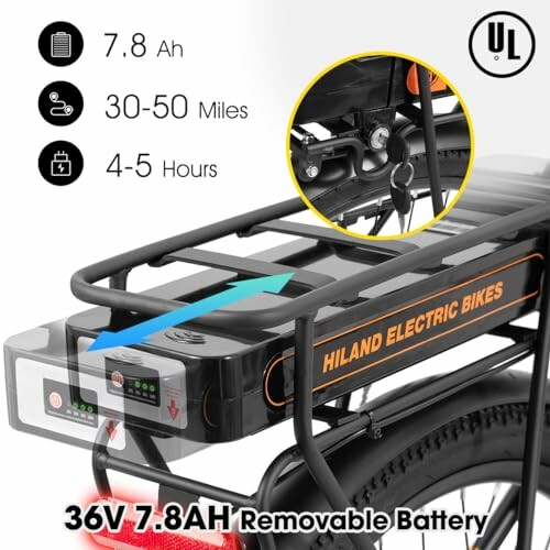 Verwijderbare batterij van een Hiland elektrische fiets