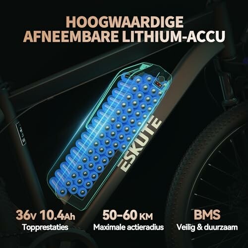 Fiets met hoogwaardige afneembare lithium-accu