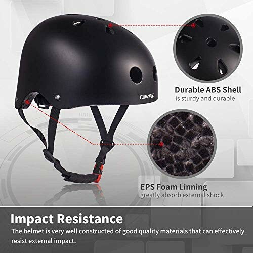 Zwarte helm met impactbescherming en duurzame ABS-schaal