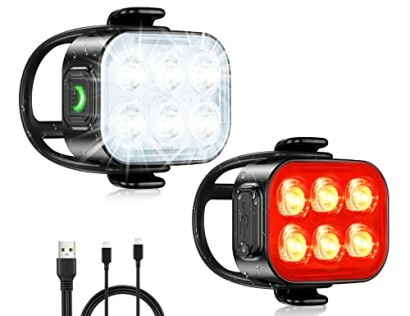 LED-fietsverlichting voor en achter met USB-kabels