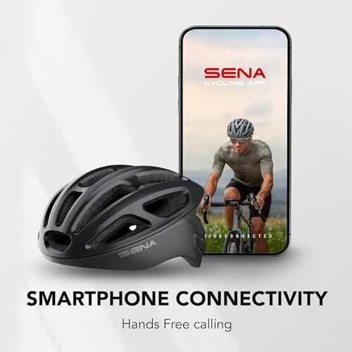 Fietshelm en smartphone met Sena-app