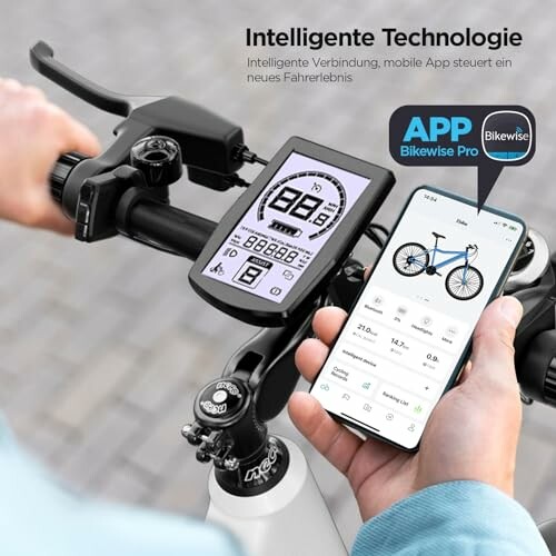 Fiets met slim technologie display en mobiele app